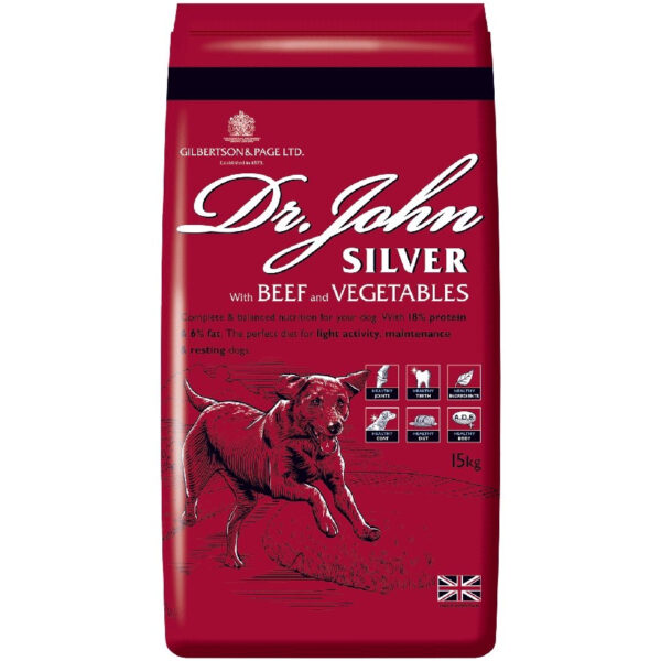 Dr. John Silver 15 kg - krmivo z hovädzieho mäsa a zeleniny pre dospelé psy a psov seniorov