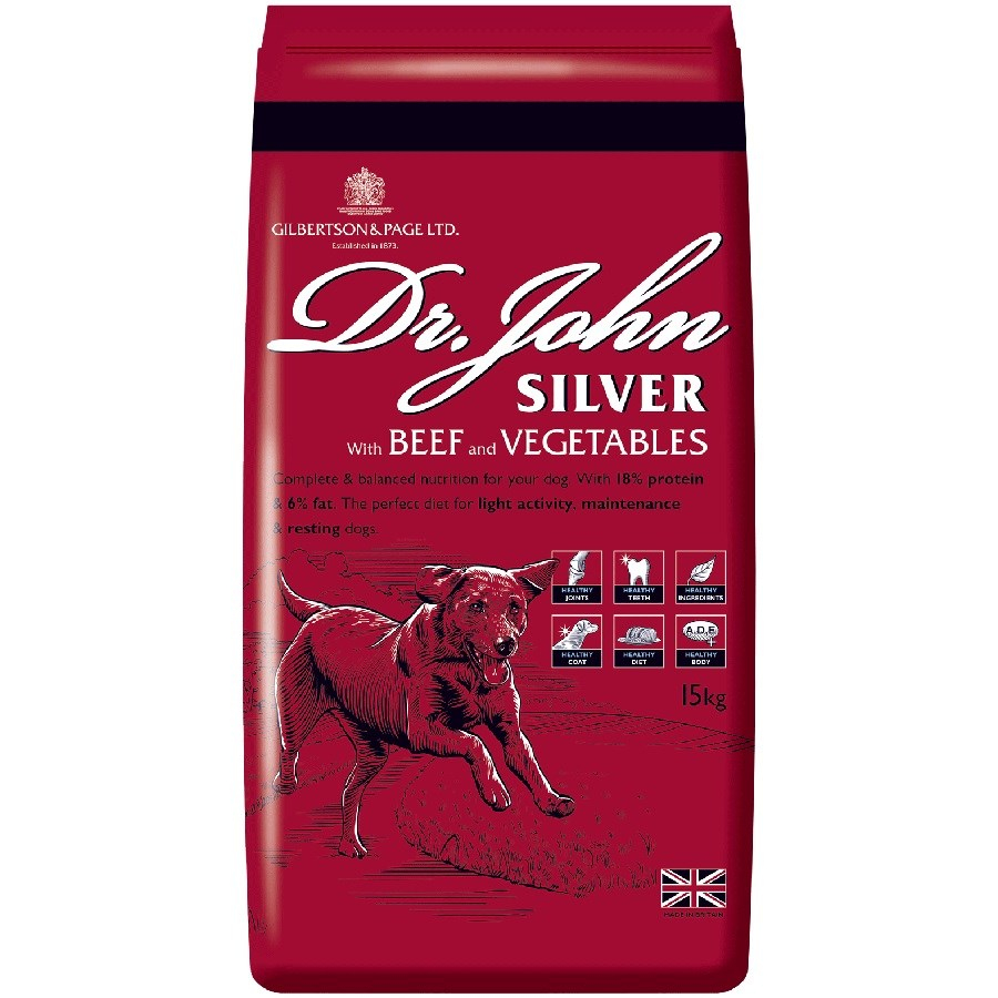 Dr. John Silver 15 kg - krmivo z hovädzieho mäsa a zeleniny pre dospelé psy a psov seniorov