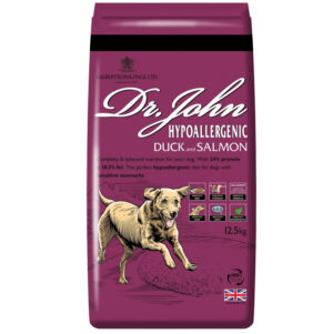 Dr. John Hypoallergenic Duck & Salmon 12,5kg - prémiové kompletné hypoalergénne krmivo pre dospelé psy s citlivosťou alebo potravinovou alergiou